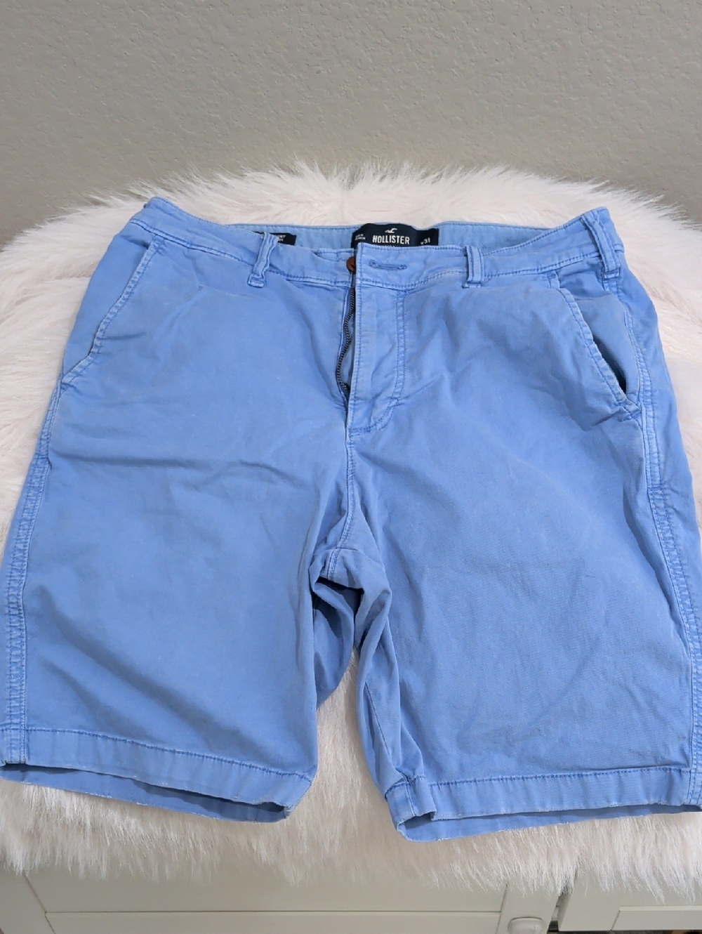 Hollister Men’s Sky Blue Flat-Front‎ Shorts